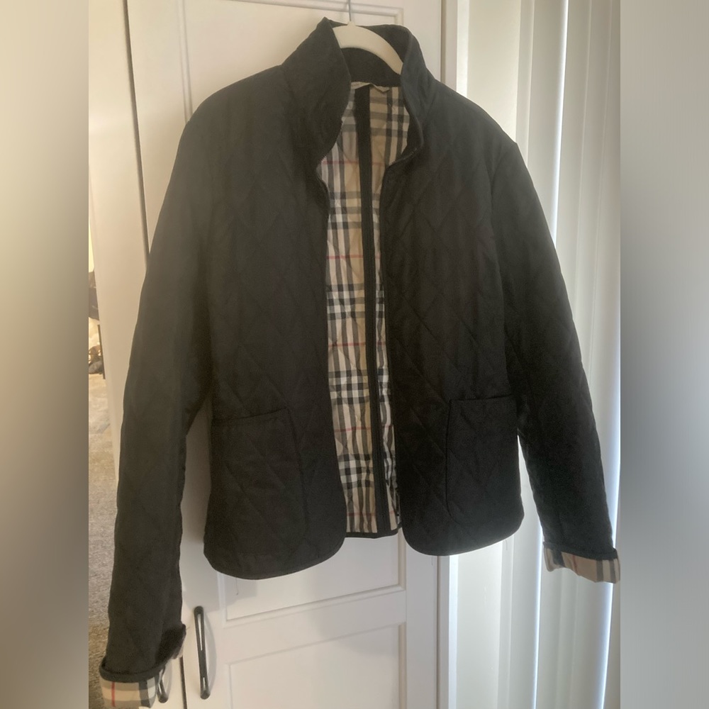 Burberry London Checked Quilted
Zip Black Jacket Women's Size S